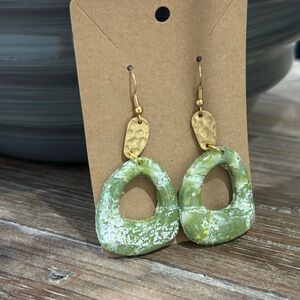 Sage green handmade clay earrings
